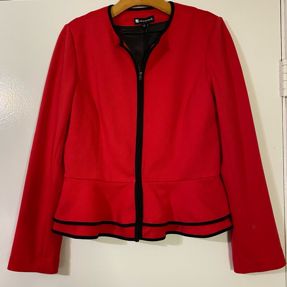 NWT Valerie Bertinelli red peplum blazer size M